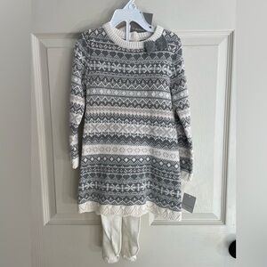 NWT Tahari Gray and Cream Patterned Toddler Dress